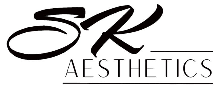 Logo of SK Aesthetics with elegant, stylized lettering in black.
